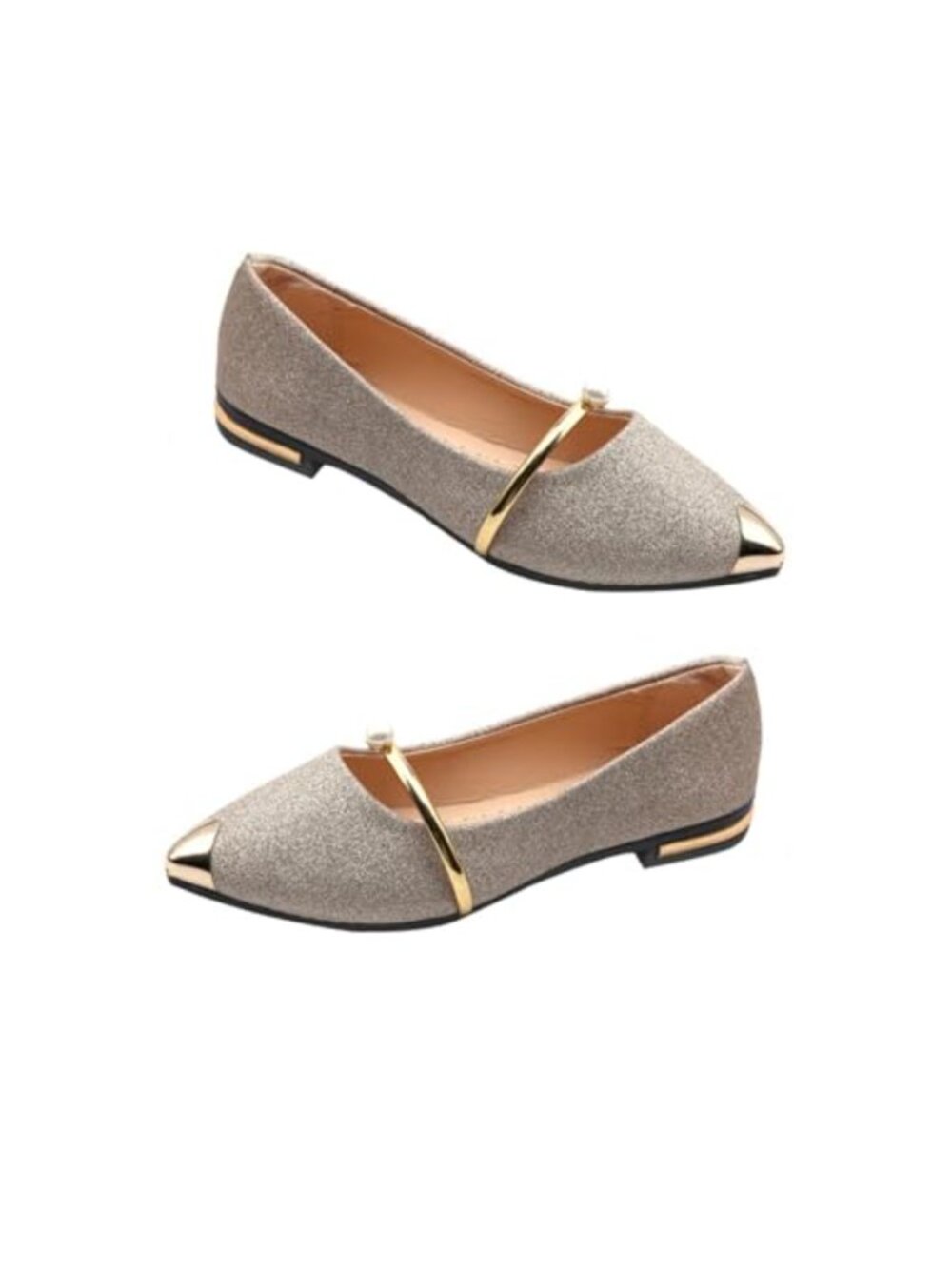 Pearl Pointed Toe Ballet Flats for Women Non-Slip Summer Work Shoes